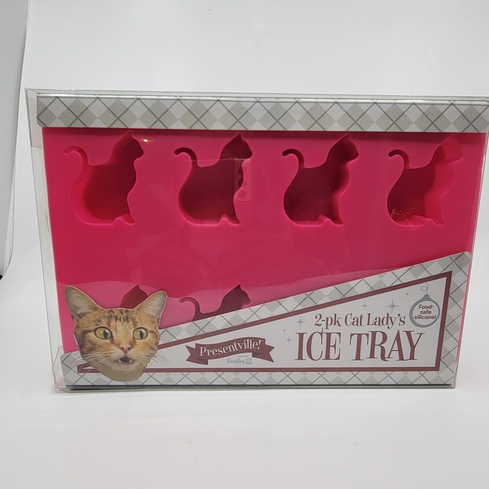 Presentville Wembley 2-pk Cat Lady Ice Tray Pink Silicone Cat Molds